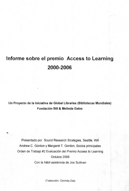 Informe sobre el Premio Access to Learning 2000-2006