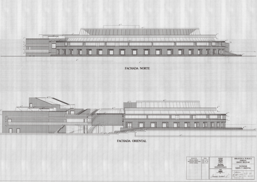 Imagen de apoyo de  Planos de las fachadas norte y oriental de la Biblioteca Pública Virgilio Barco
