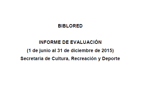 Imagen de apoyo de  BibloRed: informe de evaluación. 1 de junio al 31 de diciembre de 2015