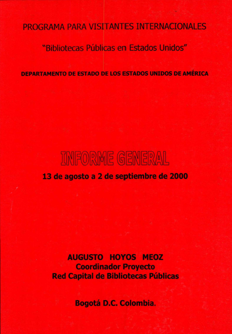 Imagen de apoyo de  Informe general del Programa para visitantes internacionales “Bibliotecas Públicas en Estados Unidos”