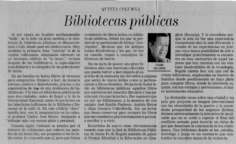 Imagen de apoyo de  Bibliotecas públicas