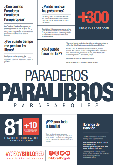 Imagen de apoyo de  Brochure de los PPP: Paraderos, paralibros, paraparques
