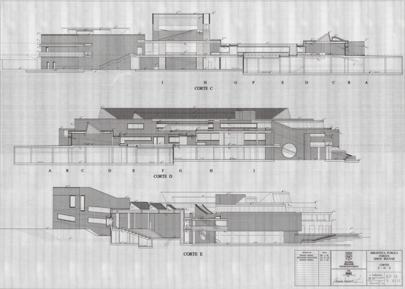 Imagen de apoyo de  Planos con cortes laterales de la Biblioteca Pública Virgilio Barco. Parte 2
