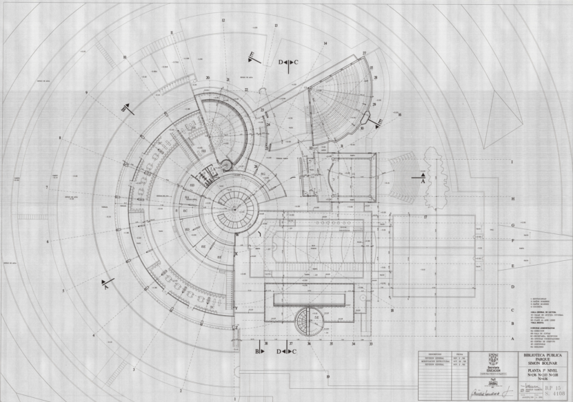 Imagen de apoyo de  Planos de la planta del tercer nivel de la Biblioteca Pública Virgilio Barco