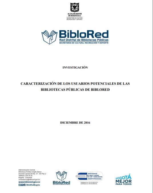 Imagen de apoyo de  Caracterización de los usuarios potenciales de las bibliotecas públicas de BibloRed: investigación